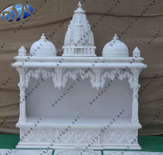Hand Carved White Marble Polish Temple