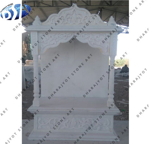 Hand Carved White Ambaji Marble Stone Temple