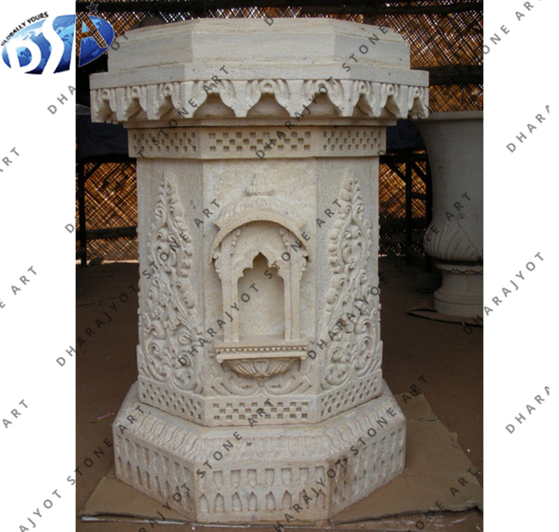 White Hand Carved Sandstone Tulsikyara