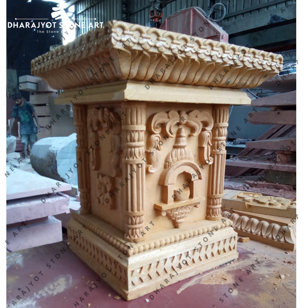 Yellow Sandstone Designer Tulsi Kyara with Deepak Holder