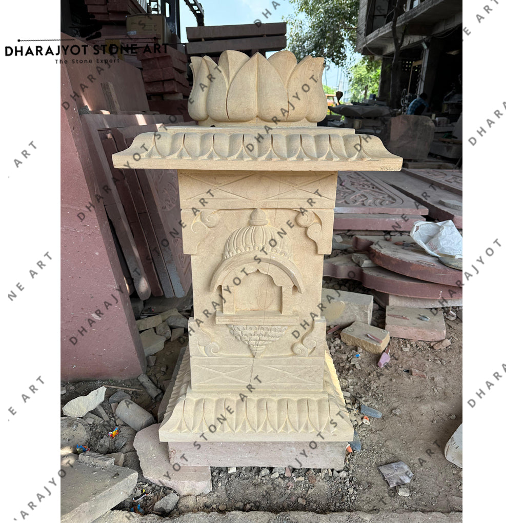 Home Decoration Hand Carving Yellow Sandstone Tulsi Kyara