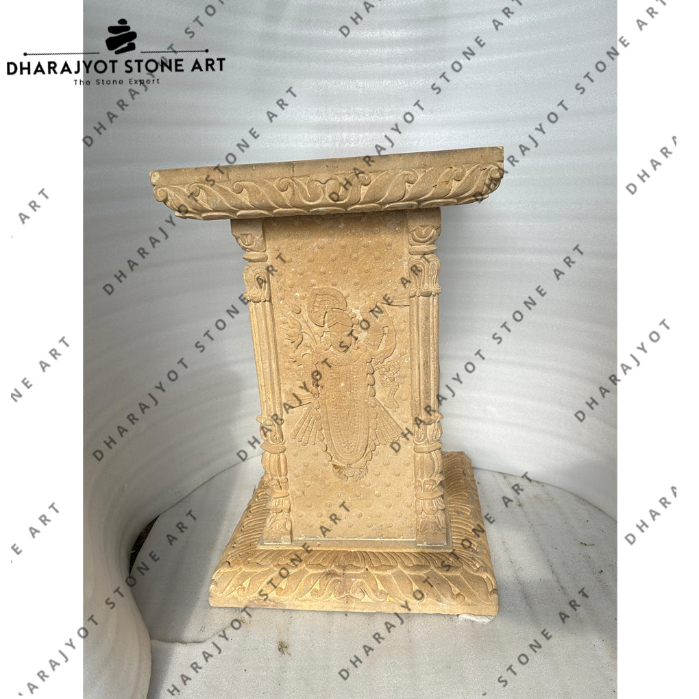 Natural Traditional Handcrafted Floral Design Tulsikyara with Shreenath and Cow Sculpture