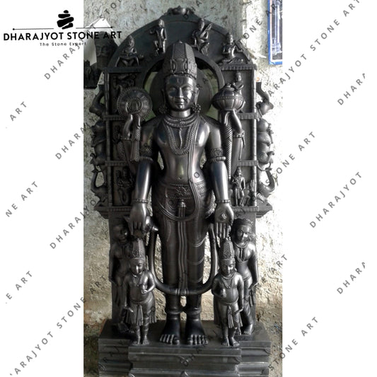 Hindu Black Marble Vishnu Statue