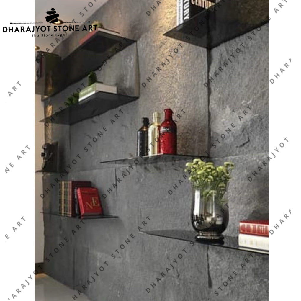 Modern Living Room Grey Slate Stone Wall Cladding