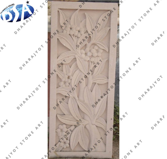White Carved Sandstone Handmade Wall Hanging