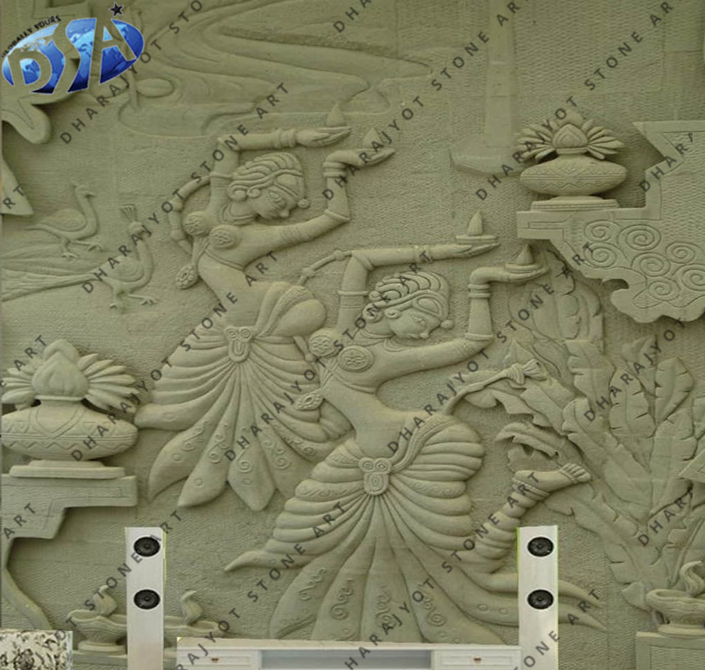 Custom Hand Carved Natural Stone Marble Sculpture Wall Hanging