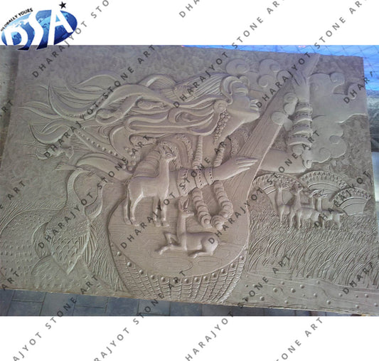 Grey Marble Carving Wall Hanging