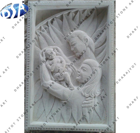 Hand Carved Decoration Marble Relief Sculpture Wall Hanging