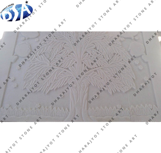Pure White Flower Design Han Carved Wall Hanging