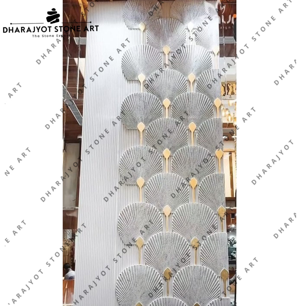 Matte Rectangle Decorative White Marble Wall Mural
