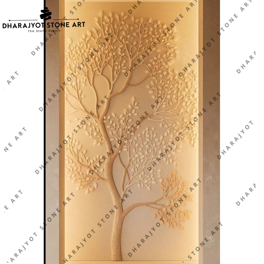 Nature Handcrafted Decorative Wall Tree Pattern Stone Mural