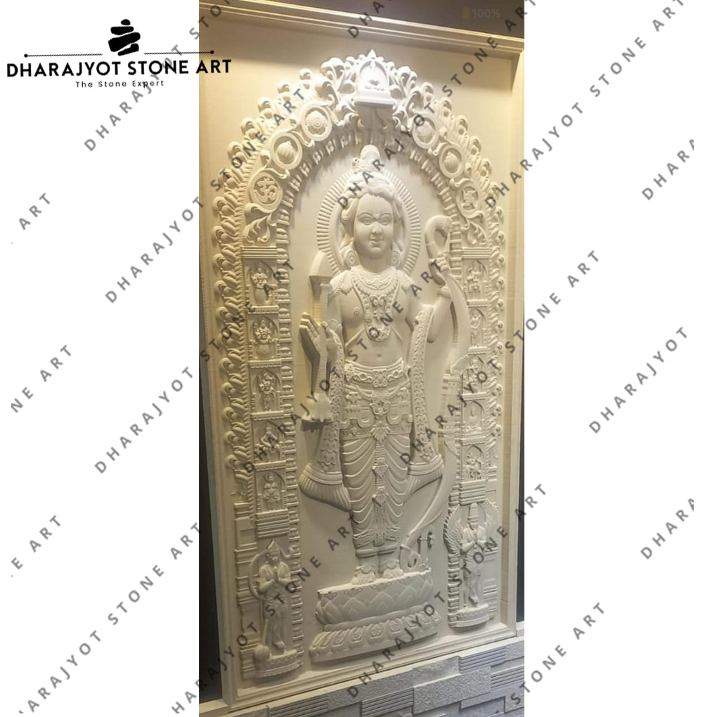 Luxury Homes Hand-Carved Divine White Stone Wall Mural