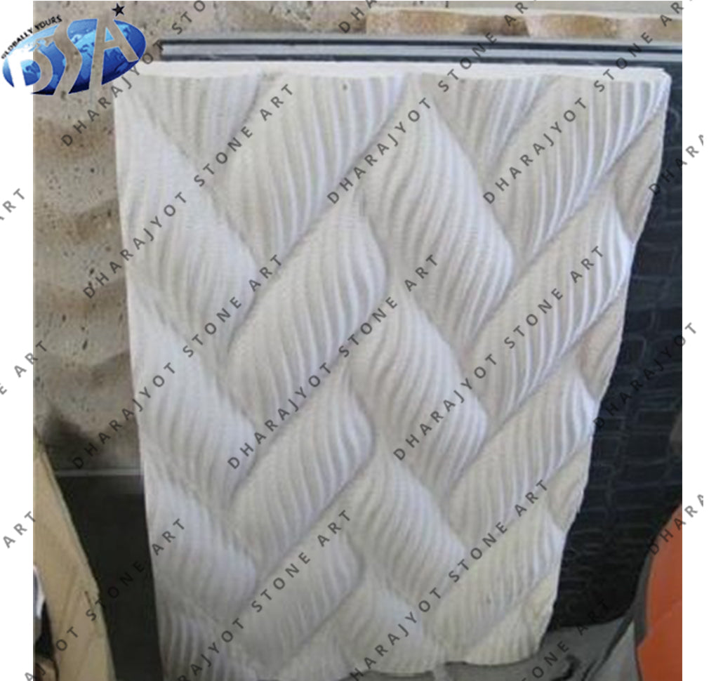 Stylish Textured Design Natural Stone Hand Carved Wall Panel