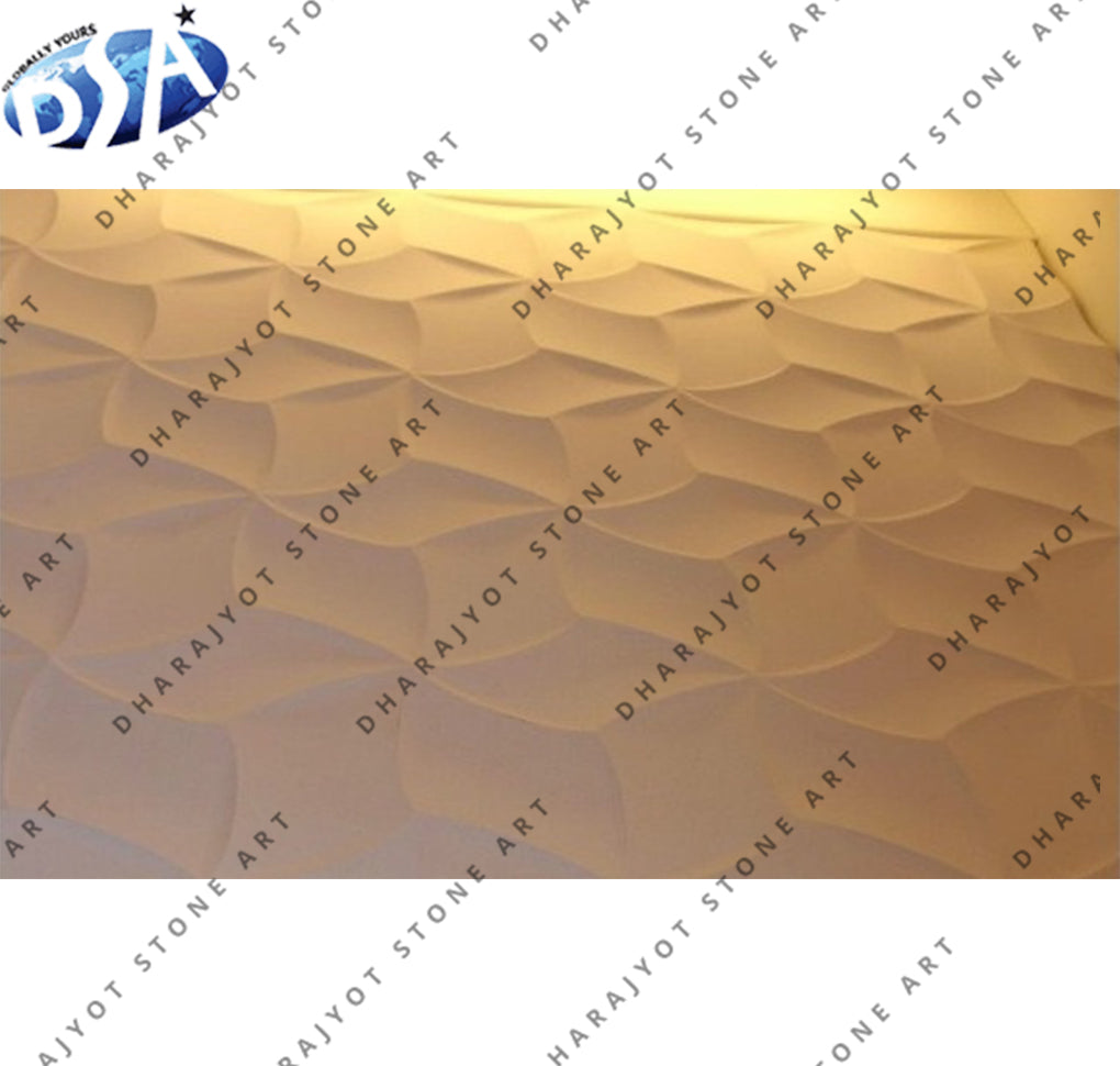 Living Room Fish Scale Pattern Carved 3D Textured Stone Wall Panel