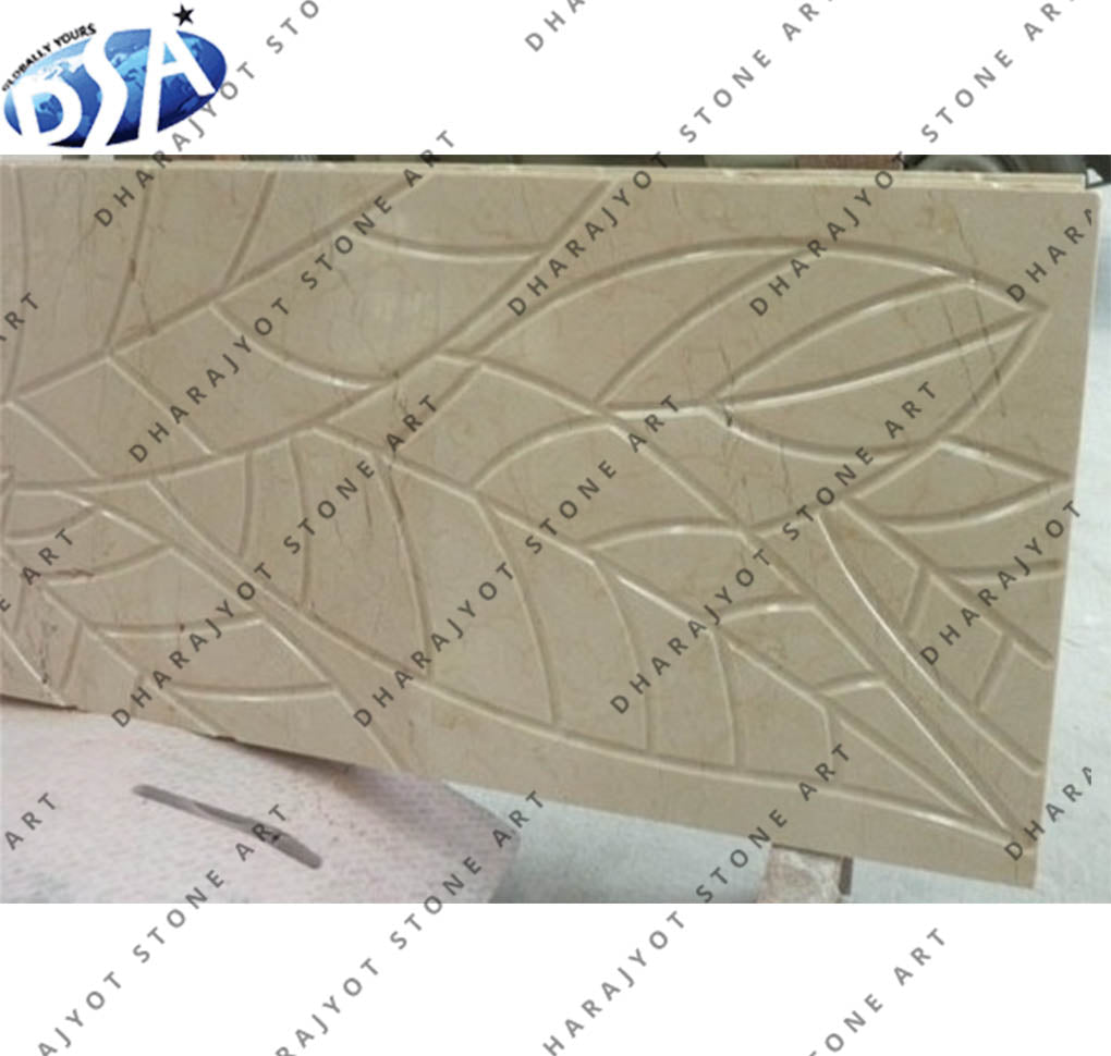 Handcrafted Natural Stone Leaf Pattern Wall Panel