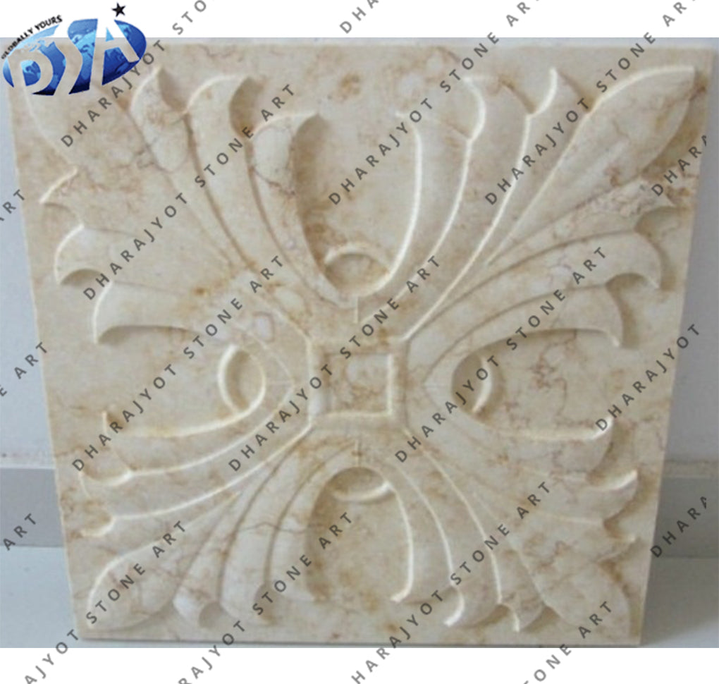 Carved Sandstone Flower Decorate Wall Panel