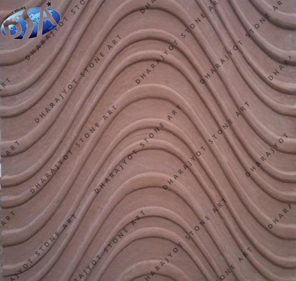 Living Room Hand-Carved Wave Design Stone Wall Panel