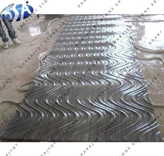 Beige Black Marble 3D Wave Wall Panel