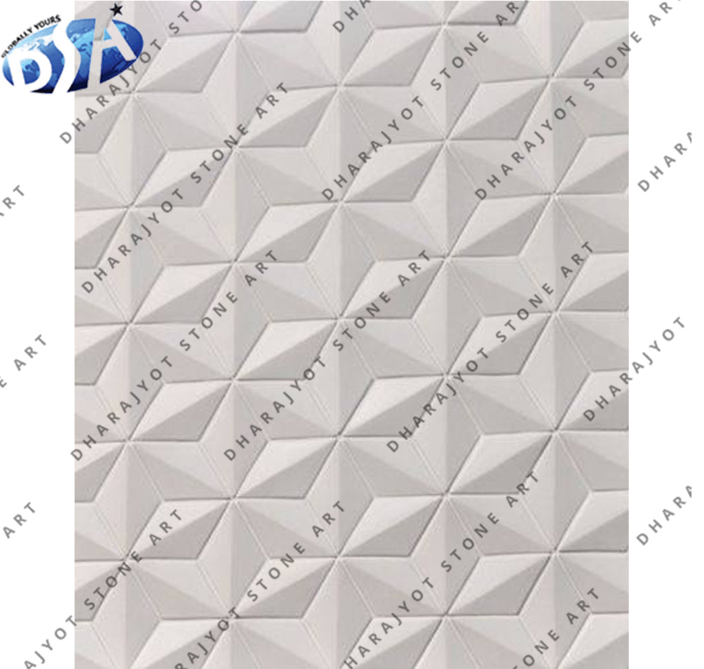 Elegant White Custom Sizes & Finishes Diamond Star Stone Wall Panel