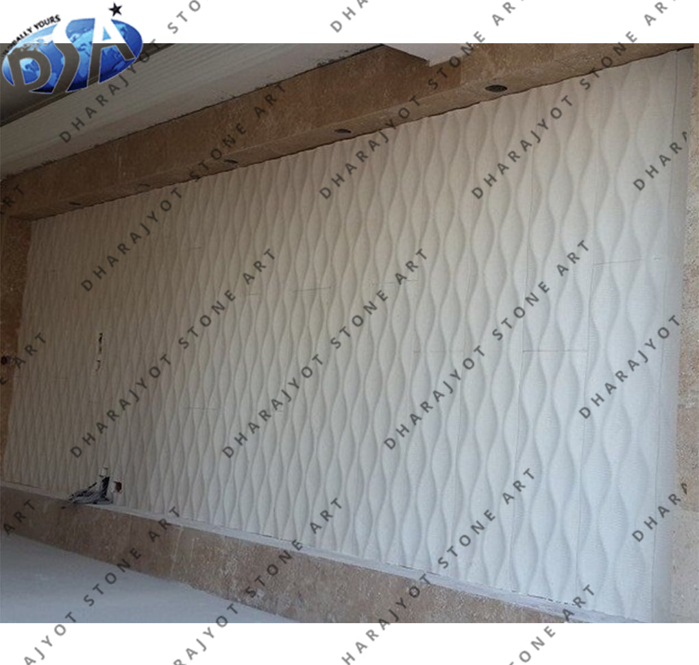 Decorative Textured Wall Modern 3D Wave Pattern White Stone Wall Panel