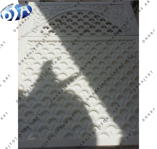 Rajasthani Traditional Handcrafted White Stone Wall Panel