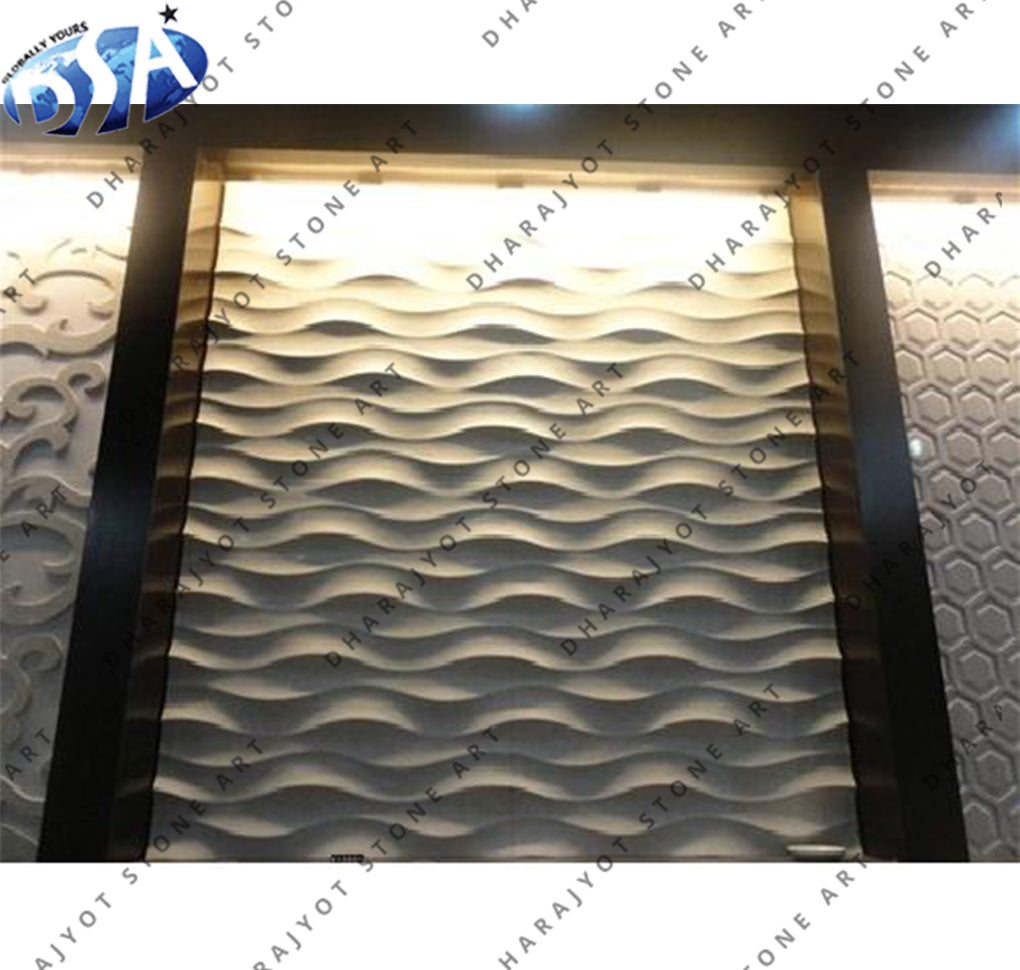 Modern Interior Decor 3D Wave Natural Stone Wall Panel