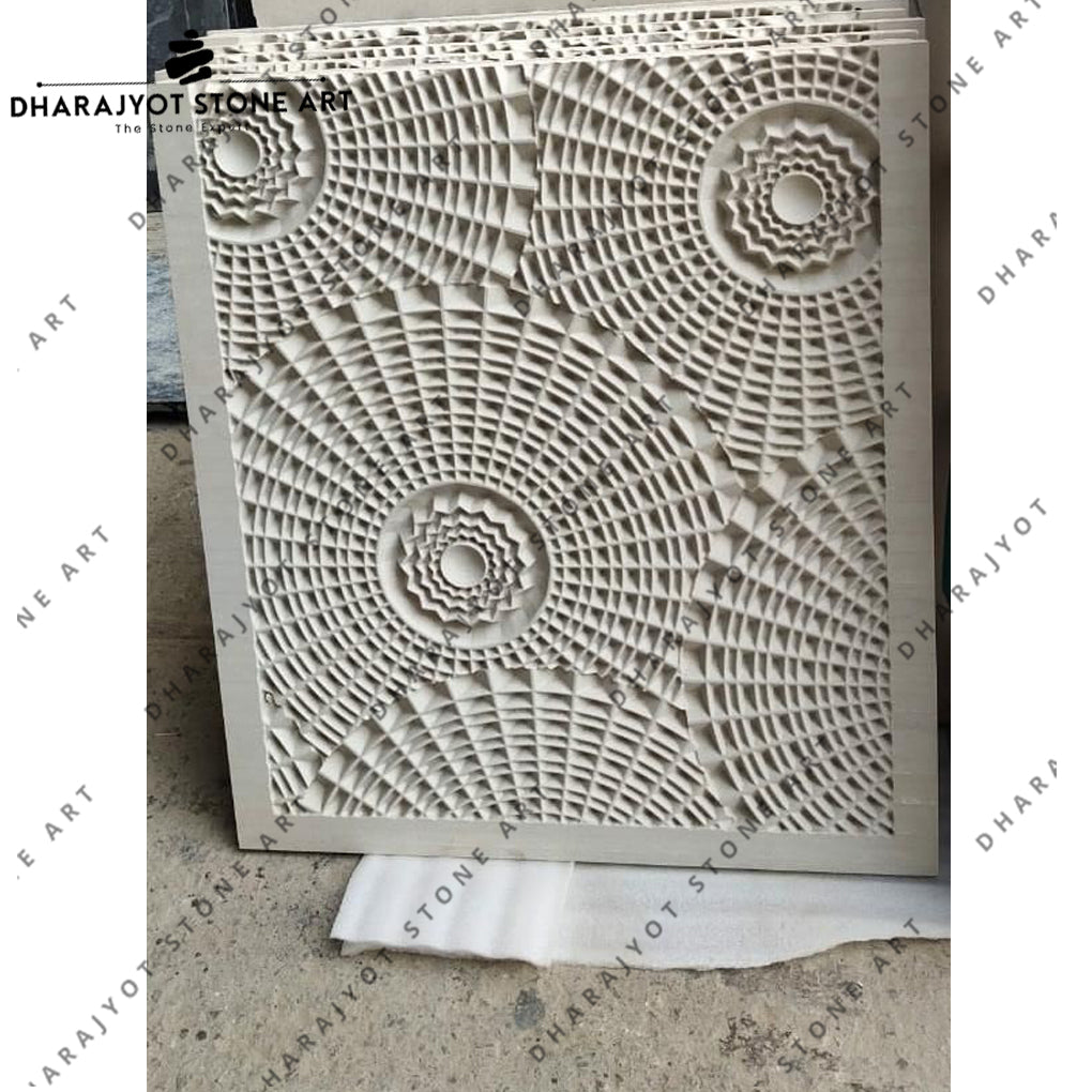 Elegant Home Decor Natural White Marble 3D Geometric Wall Panel