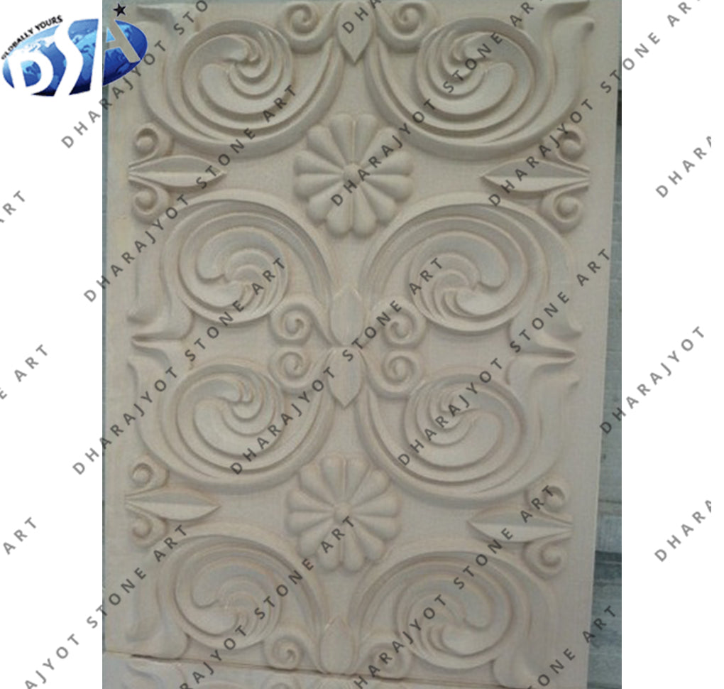 Elegant Floral and Scroll Design Natural Stone Wall Panel