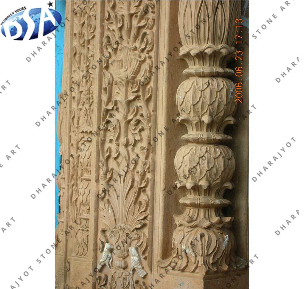 Traditional Floral Heritage-Inspired Spaces Hand-Carved Natural Stone Wall Panel
