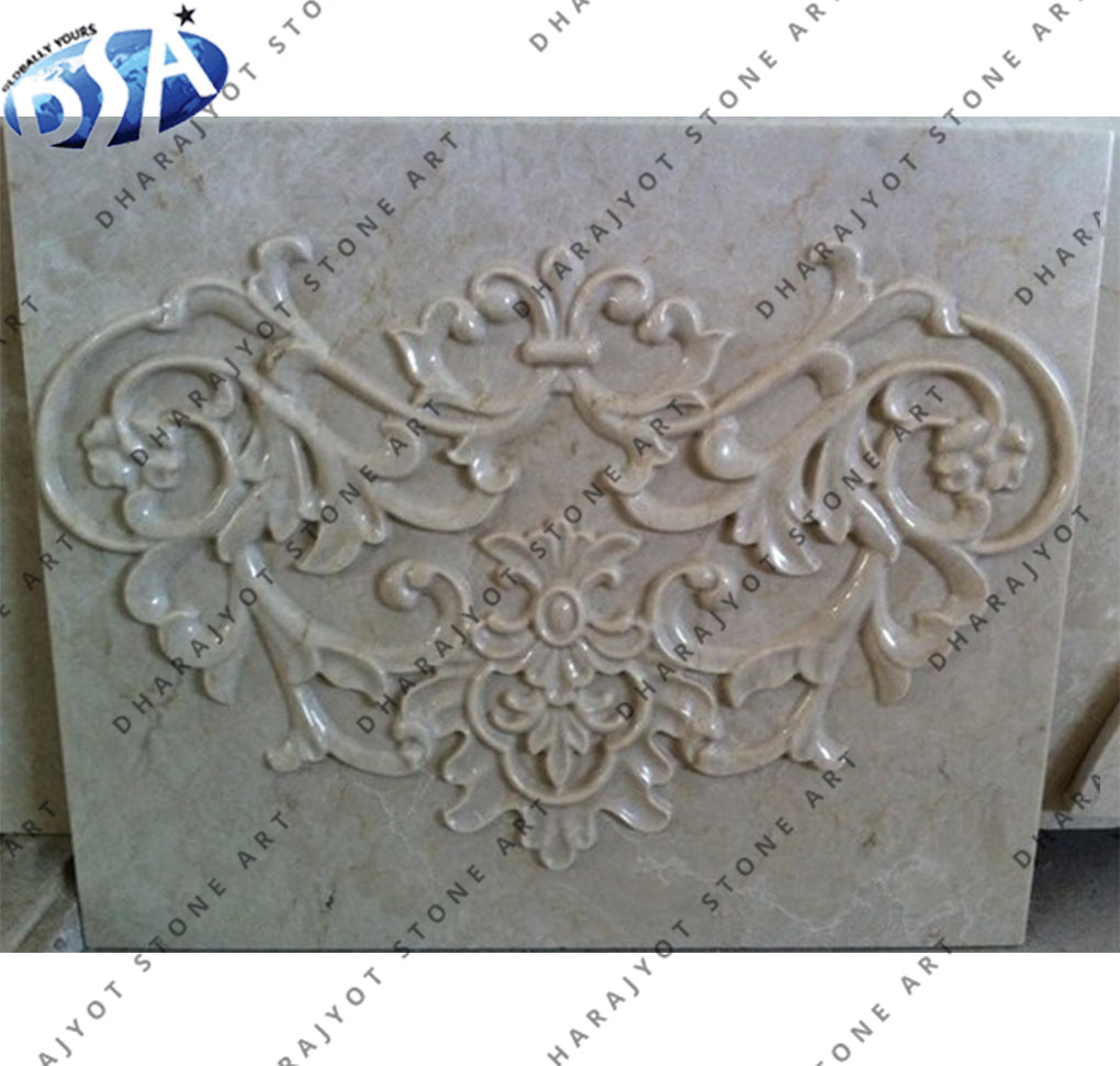 Classic Decorative Hand-Carved Natural Stone Wall Panel