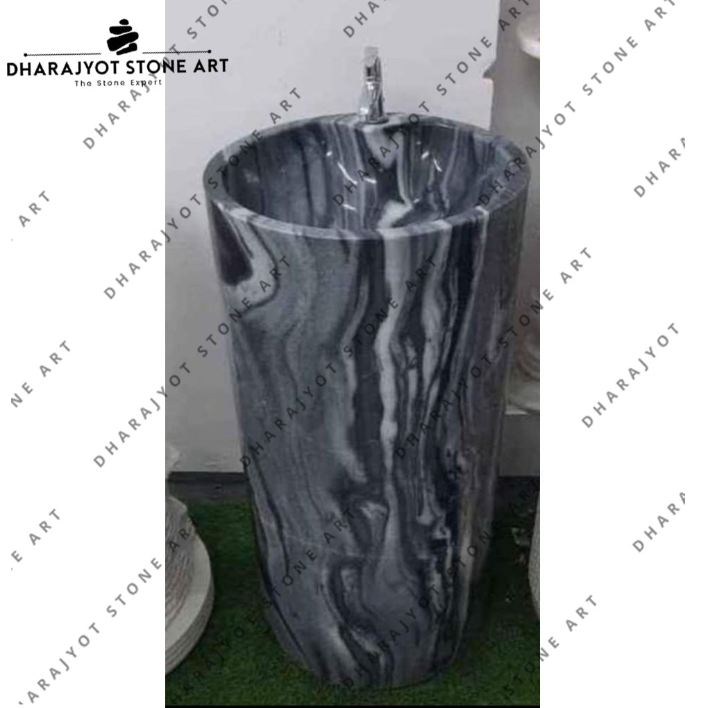 Luxury Blue Marble Freestanding Pedestal Wash Basin