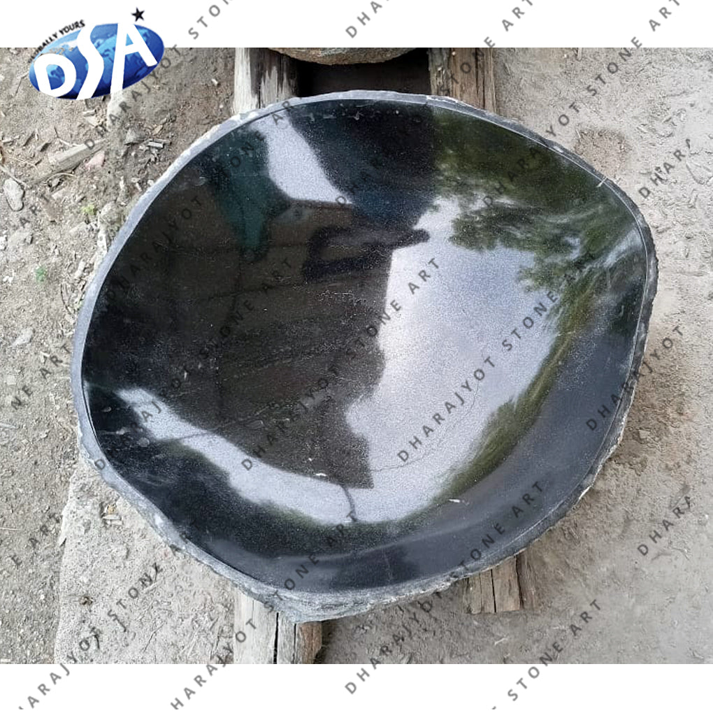 Black Natural River Stone Wash Basin