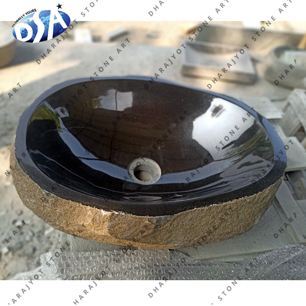 India Absolute Round Black Granite Wash Basin