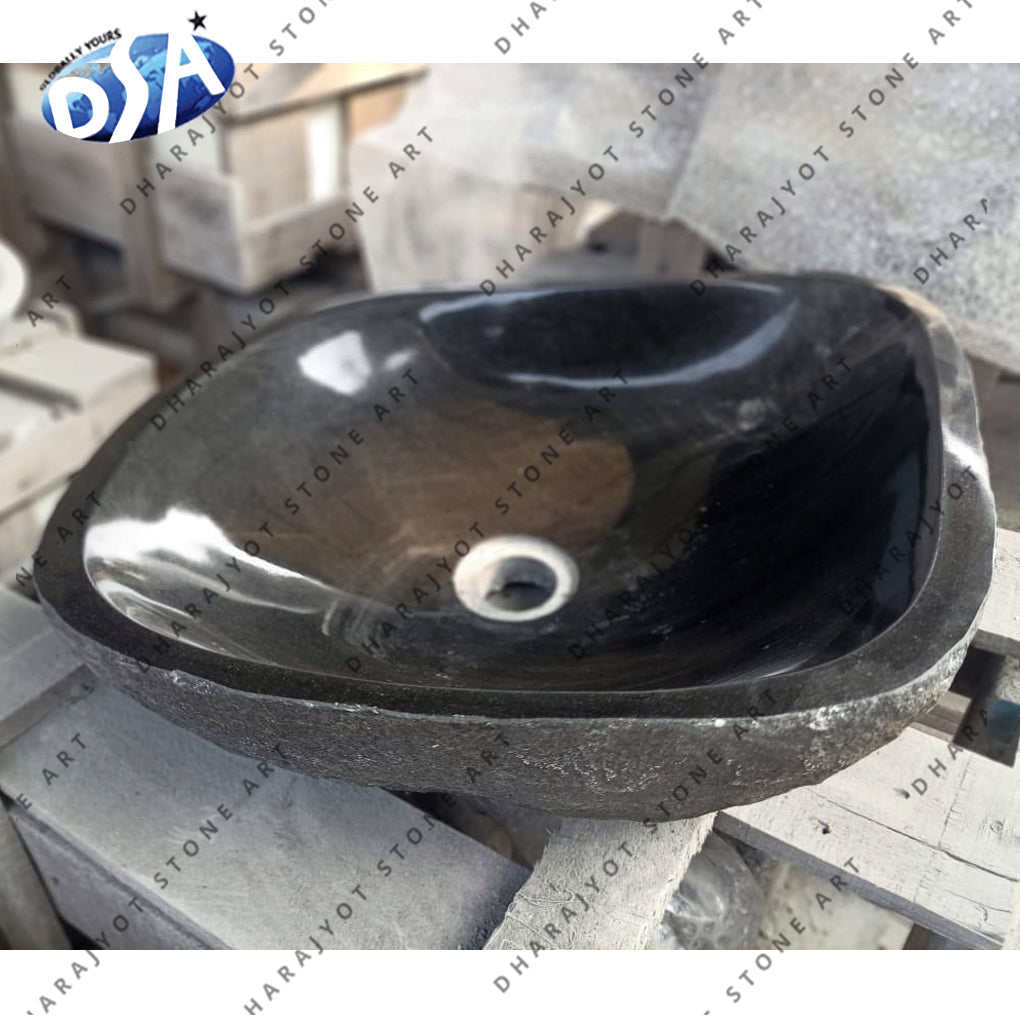 Black Marble Bathroom Sink Round Basin