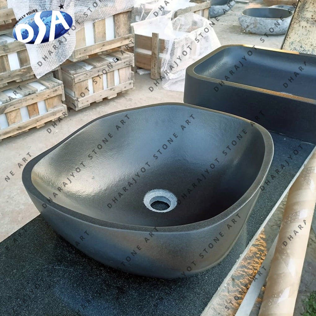 Black Granite Oval Shape Bathroom Wash Basin