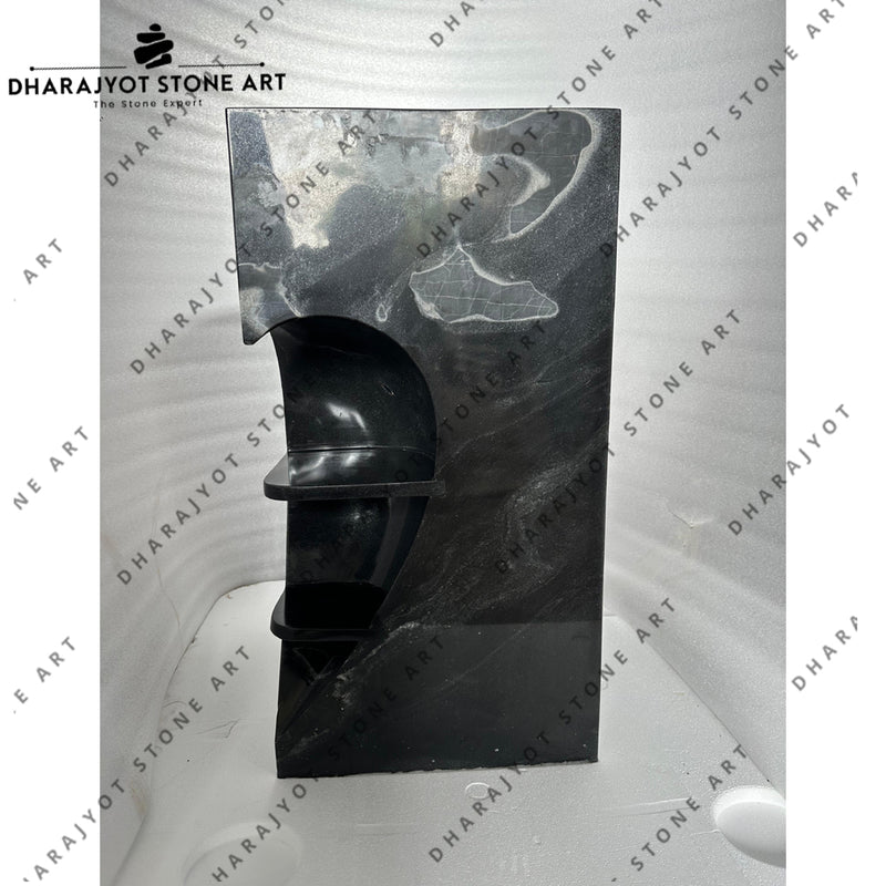 Modern Hand-Carved Polished Black Marble Pedestal Washbasin