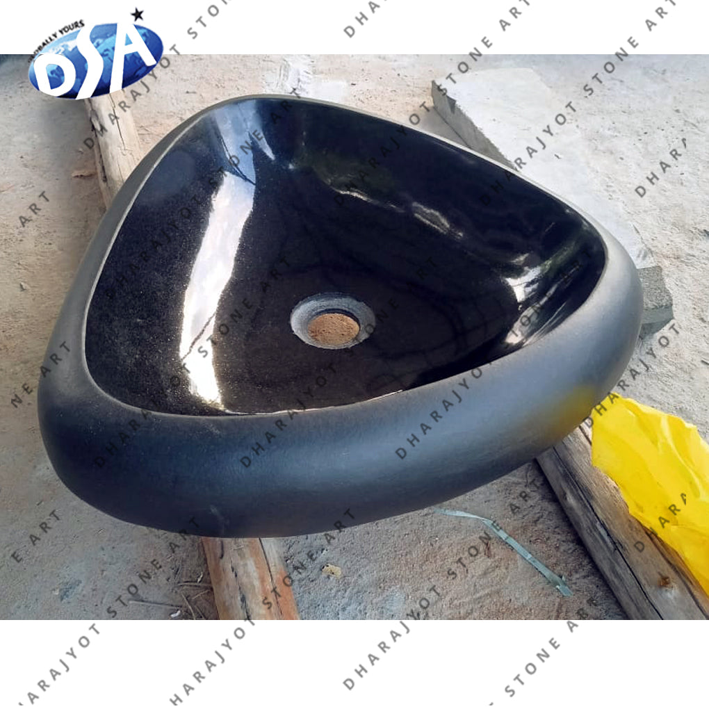 Black Marble Triangular Shape Tabletop Basin Washbasin