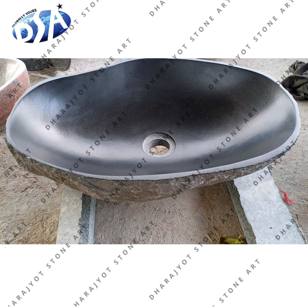 Black Marble Oval Shape Bathroom Sink