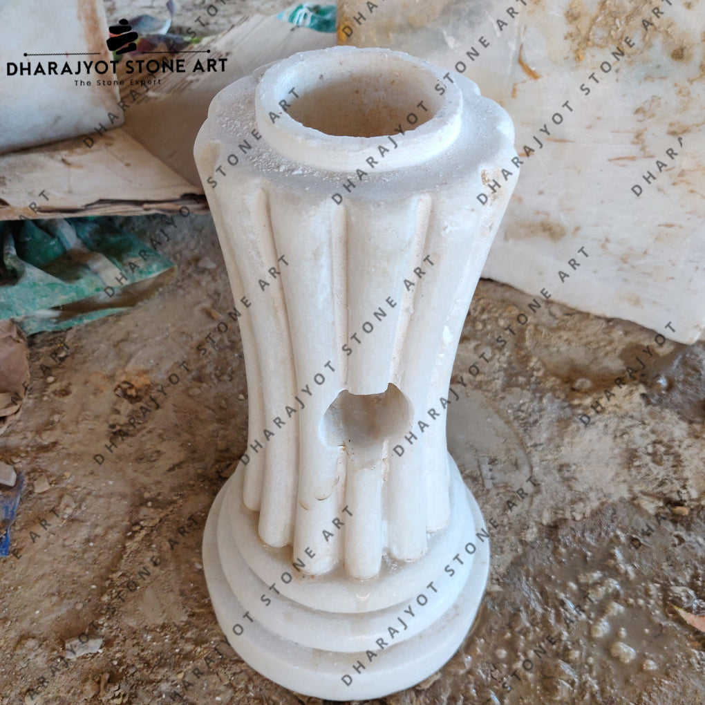 Australian White Marble Stone Pedestal Washbasin