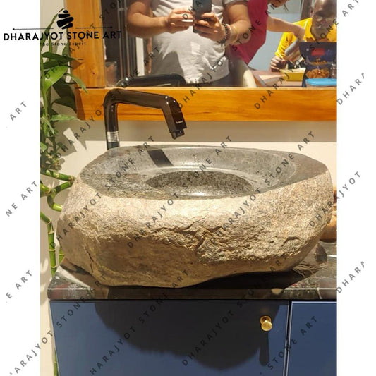 Indoor Black Marble Pedestal Stone Sinks Bathroom