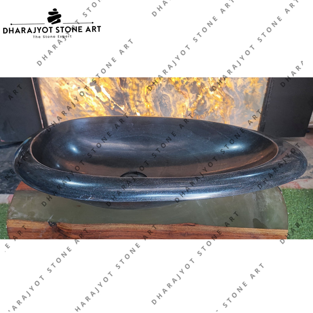 Freestanding Customized Natural Black Stone Countertop Basin