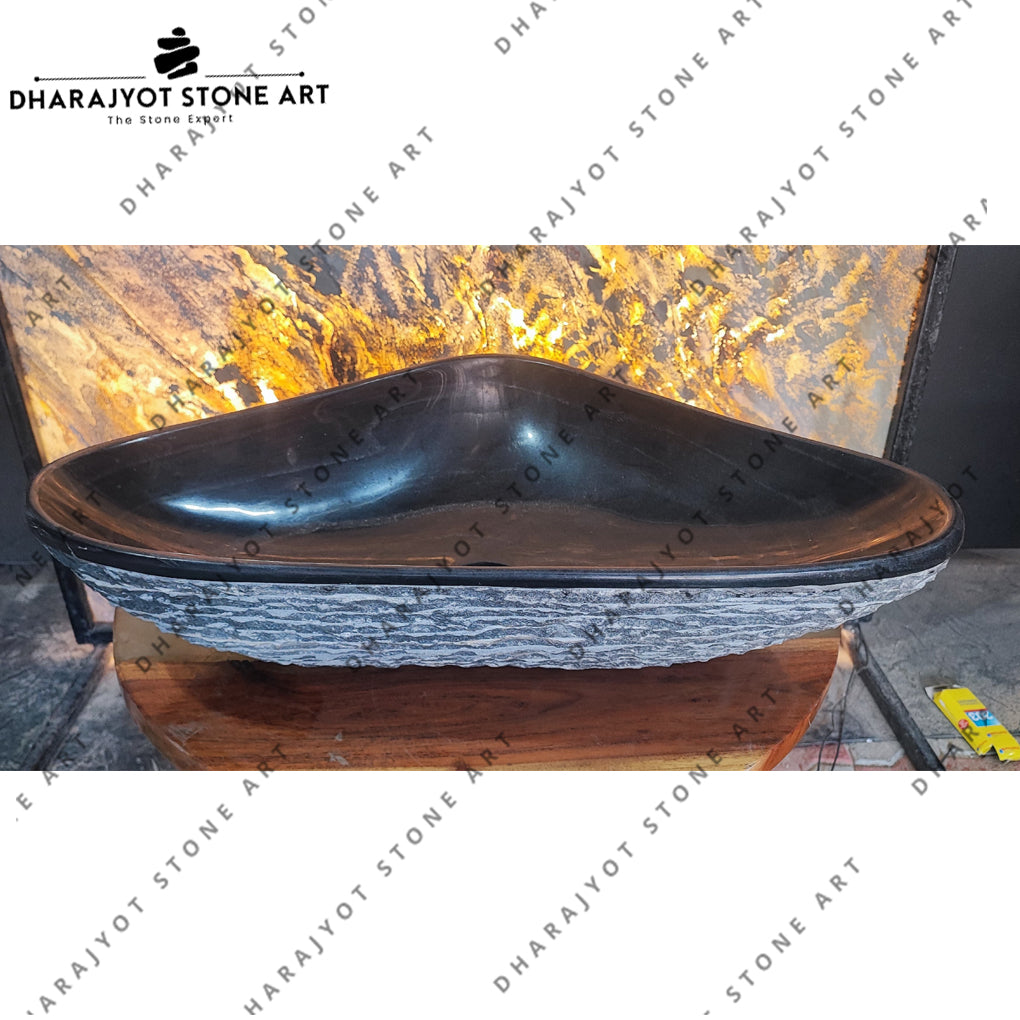 Natural Black Stone Heart Shape Countertop Washbasin