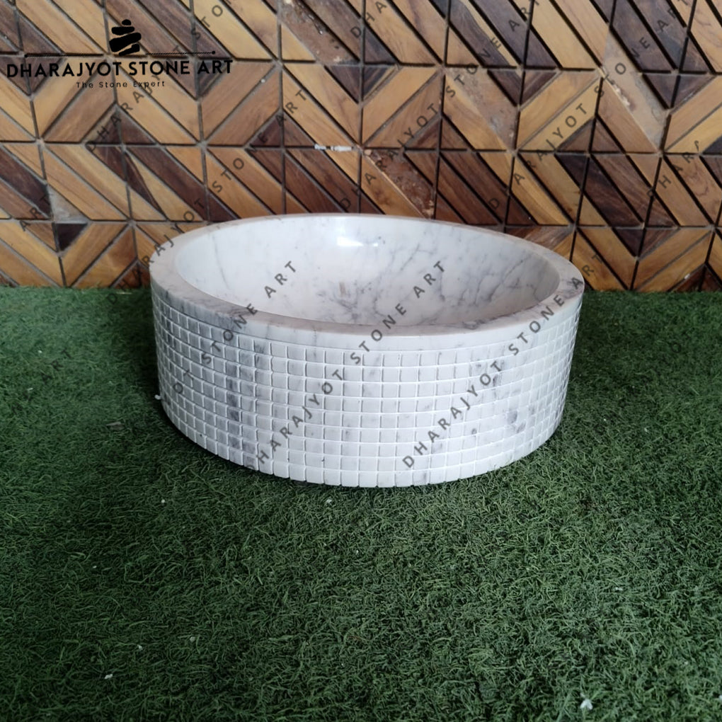 Counter Top White Marble Wash Basin