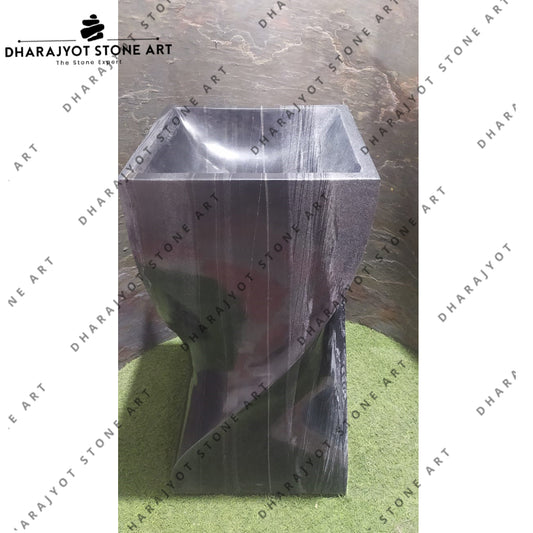 Black Stone Pedestal Washbasin