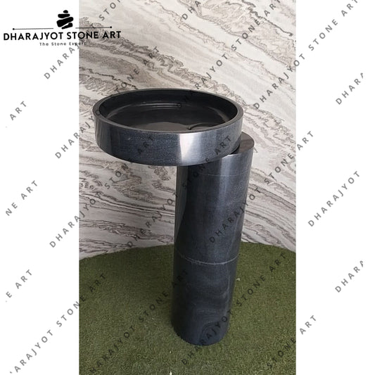 Natural Black Marble Stone Pedestal Sink