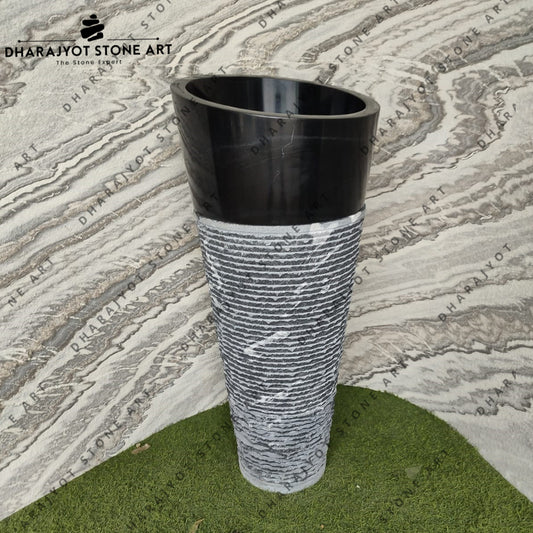 Natural Stone Customized Black Marble Pedestal Sink