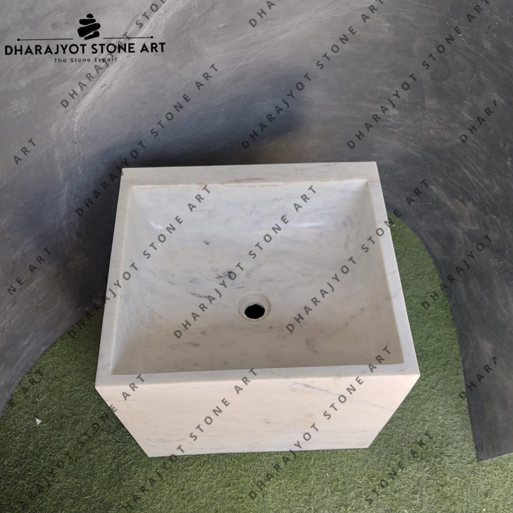 Natural Stone White Marble Washbasin