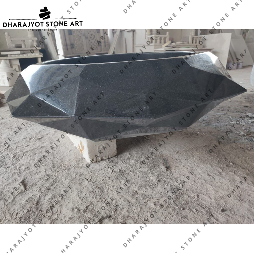 European Black Marble Diamond Shape Countertop Basin