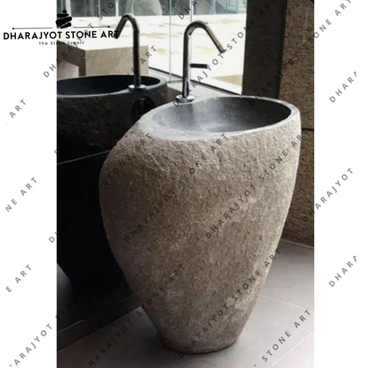 Grey Marble Pedestal Sink Basin