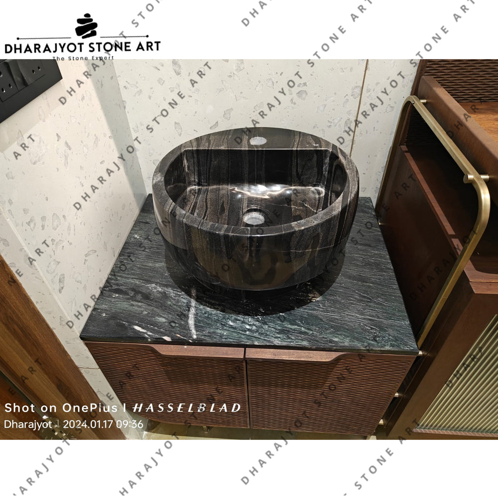 Round Marble Basin Stone Bathroom Sink